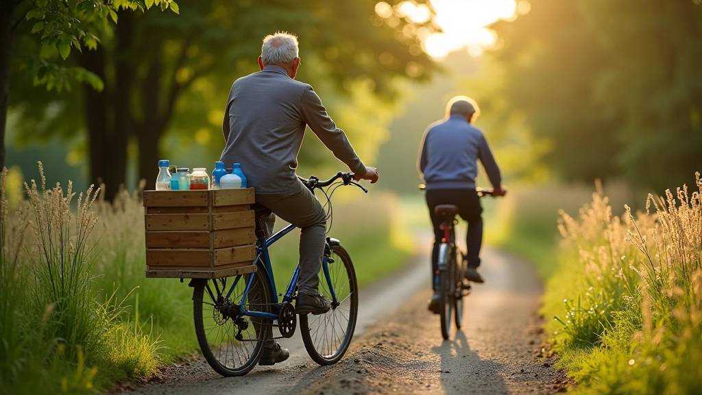 Gezonde fietstochtrugzak met water en voedingsproducten