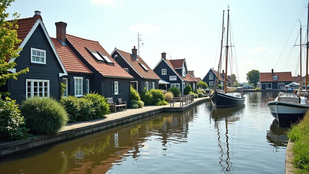 Marken dorp met traditionele huizen en haven