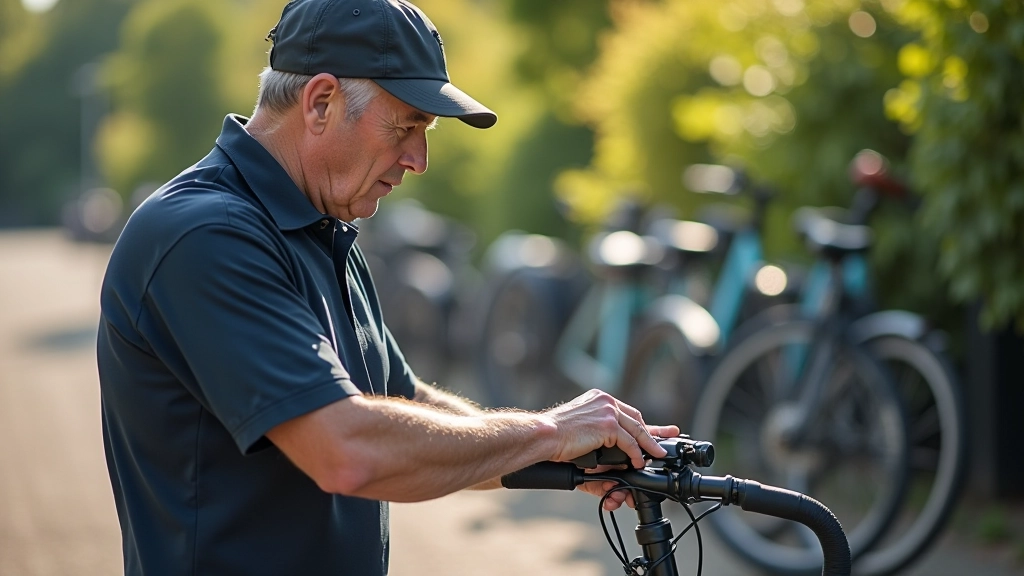 Persoon die de bandenspanning van een fiets controleert met een bandenpomp