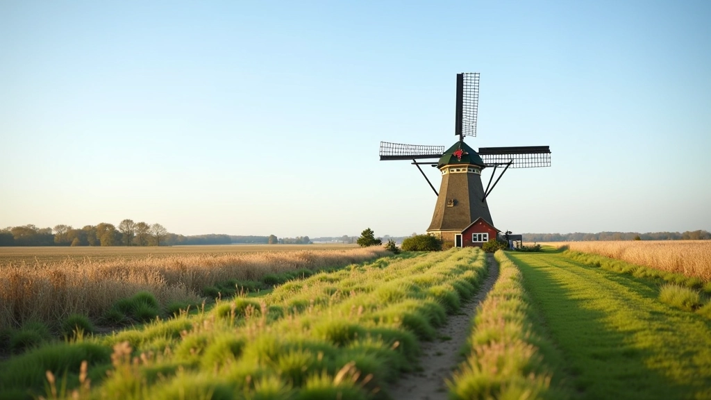 Windmolen en traditioneel Nederlands landschap